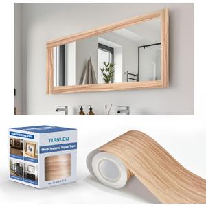TIANLDD 27 FT Wood Grain Wallpaper Border, Removable Waterproof Mirror Border Peel and Stick,Bathroom Mirror Frame Border.(Pale Oak) (3.15 Inch x 27 Ft)