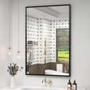 24" x 36" Black Framed Bathroom Mirror for Over Sink, Rectangular Beveled Framed Vanity Mirror, Right Angle Corner, HD Reflection, Horizontal or Vertical Mount