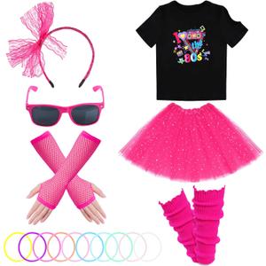 baotongle 80s Costume Accessories Set 80s 90s Outfits for Halloween Cosplay 1980s Party