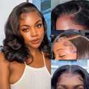 UVVUVV Bob Wig Human Hair 4x4 Frontal Lace Wig 10 Inch Body Wave 180% Density HD Lace Front Wigs Human Hair Pre Plucked Bob Wigs for Women (10 inch, Natural Black)