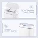 ELPHECO Bathroom Trash can Motion Sensor, AutomaticGarbage can, Slim Plastic Smart Trash Bin with Lid, Commercial Intelligent Wastebaskets for Bedroom, Bathroom, Office, White Grey