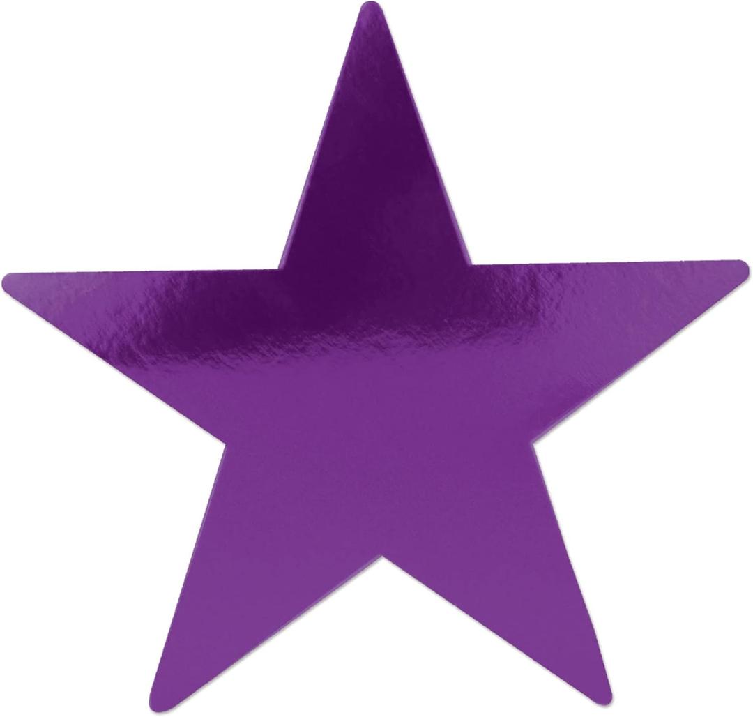 Beistle 36-Pack Foil Purple Star Cutouts, Party Decorations for Festive Occasions, Celebrations & Events, Starry Theme Decor for Wall & Table, 9