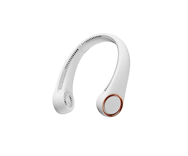 GAIATOP Portable Neck Fan, Rechargeable Hands Free Bladeless Portable Mini Fans,3 Speeds 72 Air Outlet, Free Adjustment Personal Cooling Fan, Wearable Neck Fan Suitable for Traveling, Sports, Office -White