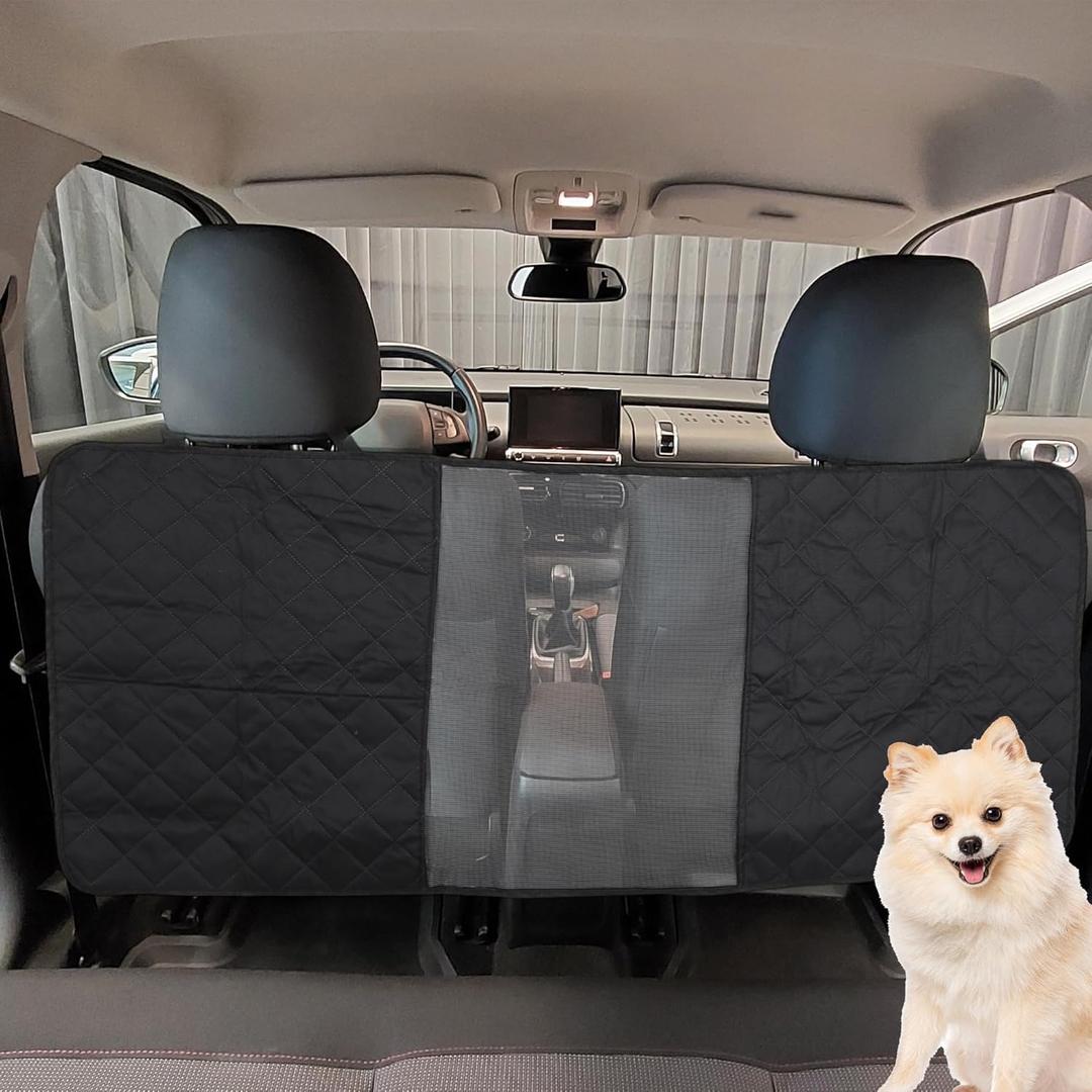 Dog Car Net Barrier, Pet Barrier with Adjustable Rope, Universal for Cars, SUVs, Easy Install, for Safe Driving with Children Pets, Black