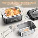 Cordless Electric Lunch Box with Ice Crystal Box, 6.3 Cups Heated Lunch Box for Men with 20000mAh Battery Powered & Scheduled Heating, Portable Rechargeable Food Warmer with Utensil Set