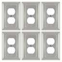 Dyekou Metal Wall Plate for Electrical Outlets, Decorative Brushed Nickel Switch Plates Outlet Cover, Light Switch Cover Plate, 1-Gang Wall Plates (Duplex Outlet, 6 Pack)
