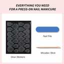 Polka Dot Press on Nails Short Almond Fake Nails Summer Blue Nails Press ons with Design,Reusable Artificial Nail Full Cover Stick on Nails for Women Beach Manicure 24Pcs