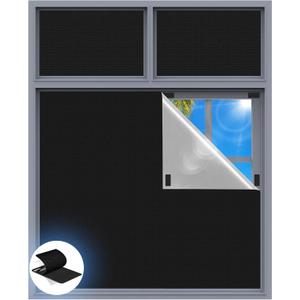 Blackout Curtains for Bedroom, 70" x 58" Portable Black Out Blinds with 20 Sets Hook & Loop Strips for 100% Blackout Window Film, Temporary Black-out Shades for Windows Cover Nursery Travel RV- Blacks
