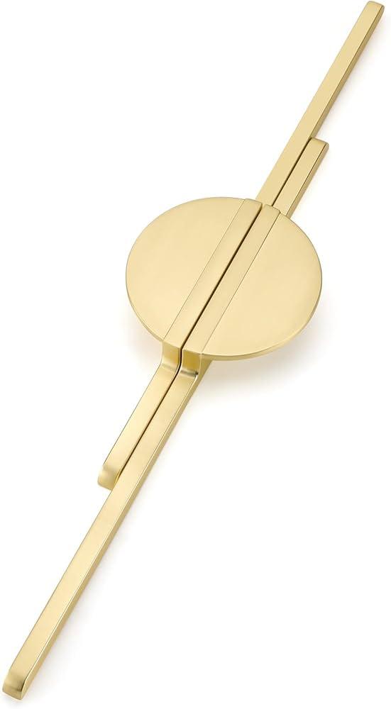 Rergy Cabinet Handles Half Moon Door Pulls and Knobs, 2 Pack Brushed Gold 11-1/3 inch Hole Center, Decorate Hardware for Kitchen Zinc Alloy Furniture for Dresser Drawer