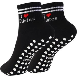 Pilates Socks for Mother's Day,Women Pilates Heart Grip Socks Cuffs,Anti-Skid Cotton Grip for Ballet,Home,Studio 1Pair