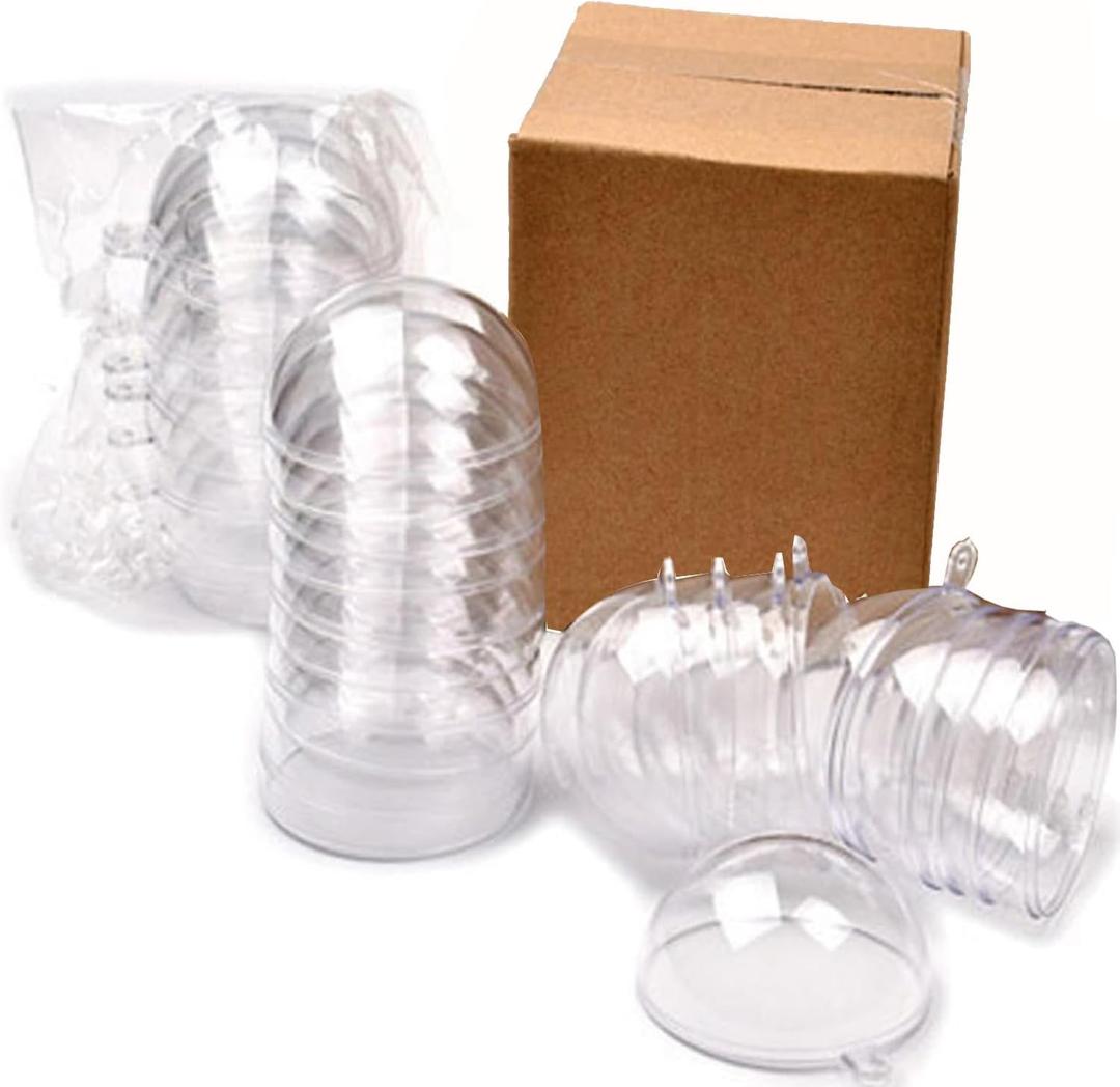 12 Pack Clear Plastic Fillable Ornament Ball for Christmas, Holiday, Wedding, Party, Home Decor Filling Transparent Plastic Decorative Call DIY Craft Ball