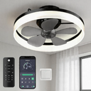 Ceiling Fans with Lights and Remote, 19.7" Dimmable LED, Black
Low Profile Ceiling Fan with Light, 6-Speed Reversible DC Motor, 3000K-6000K Fandelier for Bedroom, Living Room