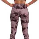 SUUKSESS Women Seamless 2 piece Workout Sets Strappy Padded Sports Bra Booty High Waisted Leggings Outfits (Wine Red Tie Dye,M) (M)
