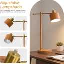 OYEARS 22.2" Mid Century Desk Lamp, Modern Metal Table Lamp with LED Bulb, Adjustable Reading Lamps, Industrial Task Lamp for Home Office, Farmhouse Bedside Lamps with Solid Base, Woodgrain