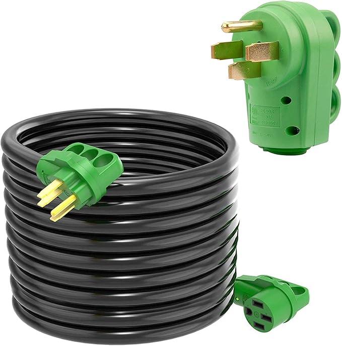 RVGUARD Bundle 50 Amp 50 Feet RV/EV Power Extension Cord with NEMA 14-50P 125/250V 50 Amp RV Replacement Male Plug