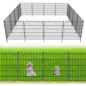 5 Panels No Dig Decorative Garden Fence for Yard, 24 in(H) X 10 ft(L) Animal Barrier Fencing for Outdoor Dog, Metal Portable Garden Fences for Borders, Pets, Landscape, Temporary Fence