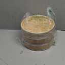 9.5-Inch Vertical Bamboo Steamer Basket, 2-Tier with Stainless Steel Rings | 50 Liners, Sauce Dish & 2-Chopsticks | Cooking Pot for Buns Dumplings Rice Vegetables Dim Sum