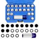 21PCS Wheel Locking Nut Key Kit Compatible with BMW, Wheel Lock Nut Socket Adapter Set, Anti-Theft Lug Nut Removal Tool, Anti-Theft Screw Remover