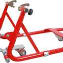 Jack Boss Motorcycle Stand Rear Combo Wheel Lift Stand, 750LBS Capacity Swingarm Paddock Stand for Sport, with 360 Swivel Caster Red