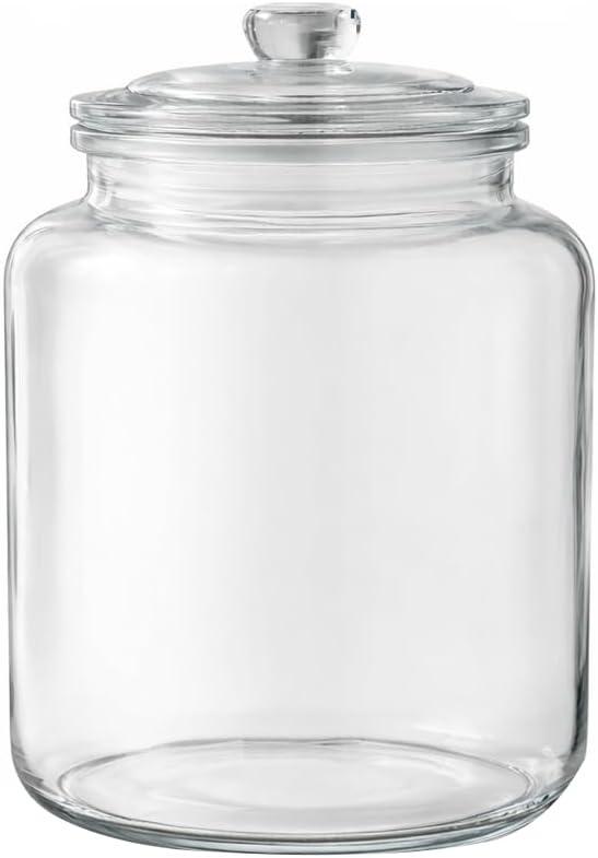 Large 6 Gallon Glass Storage Jar with Lid, Extra Wide Mouth Glass Canister, Heavy Duty Clear Glass Container for Flour, Rice, Dry Food, Kitchen Storage (6 Gallon)