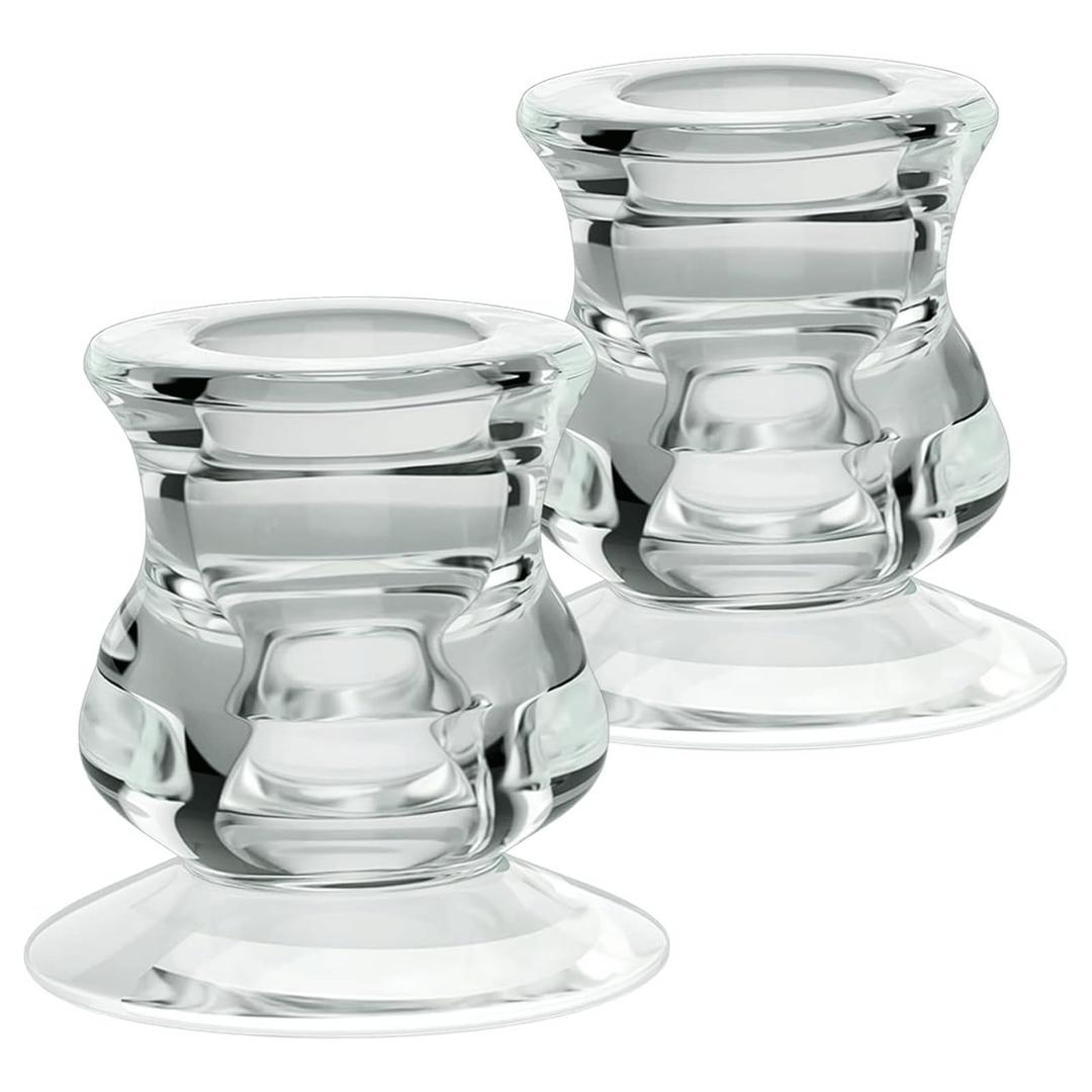 KRILLIQ Candle Holder Mini Glass Candlestick Holders 6 Pack Votive Candle Holders Candelabra as Wedding Photography Props Ceremony Decor