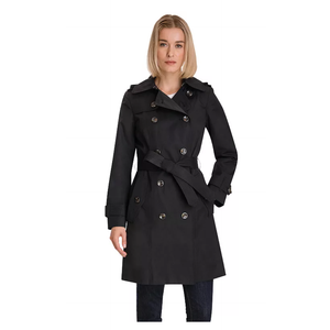 Women's London Fog Double Breasted Trench Coa 3x Plus Size, Black 