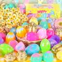 SevenQ Plastic Easter Eggs Empty Fillable 36 Pcs 3.15" Printed Colorful Egg for Hunt Basket Stuffers for Teens Pinata Goodie Gift Bags Fillers Treats Treasure Box Toys Classroom Party Favors Supplies