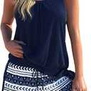 ROSEWE Modest Tankini Swimsuits for Women, Two Piece Athletic Womens Bathing Suits Blouson Tank Tops with Board Shorts (XX-Large, Navy)
