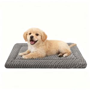 Dog Bed Crate Mat, Soft Durable Washable Anti-Slip Kennel Pad for Dogs & Cats, Reversible (Light Gray, S(24"*18"*1.5"))