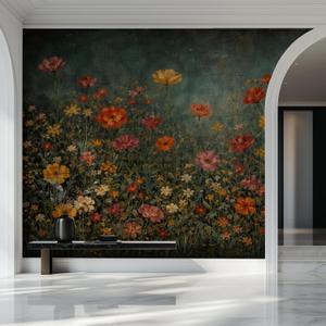 Floral Wall Murals Peel and Stick Self Adhesive Canvas Wallpaper | Large Removable Flower Mural for Living Room Bedroom Office Home Decor and Accent Walls in Multiple Standard Sizes