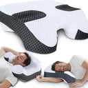 SAHEYER Side Sleeper Pillow with Arm Holes, 2 in 1 Shoulder Relief System for Rotator Cuff Pain, Memory Foam Pillow for Adults with 3 Arm Place Hole  for Side, Back and Stomach, Black