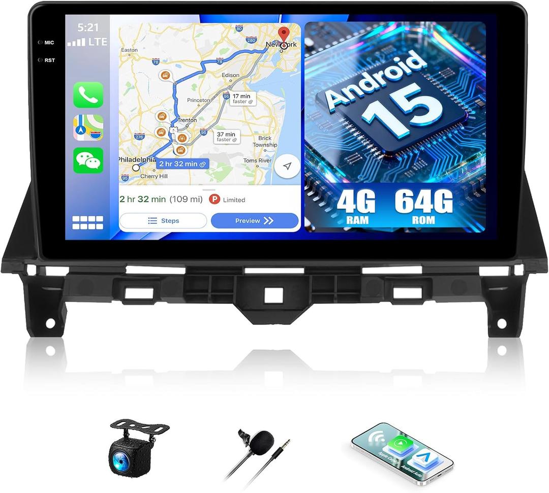 4G+64G Android Car Stereo for Honda Accord 2008 2009 2010 2011 2012 2013 Car Radio with Wireless Carplay Android Auto 10.1 Inch Touch Screen Head Unit Backup Camera WiFi GPS FM RDS Bluetooth