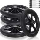 4 Pack Replacement Wheelchair Wheels, 8 Inch Wear Resistant Walker Front Wheels PU Tires, Anti-Slip Cast Roller Wheel for Most Floors, Black