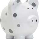 Child to Cherish Ceramic Polka Dot Piggy Bank for Boys, Gray, 8x7 Inch