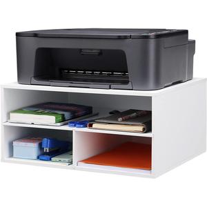 EMERIT Printer Stand Shelf with Storage Wood Desk Paper Organzier for Home/Office,Printer Riser, 2 Tire (Large, White)