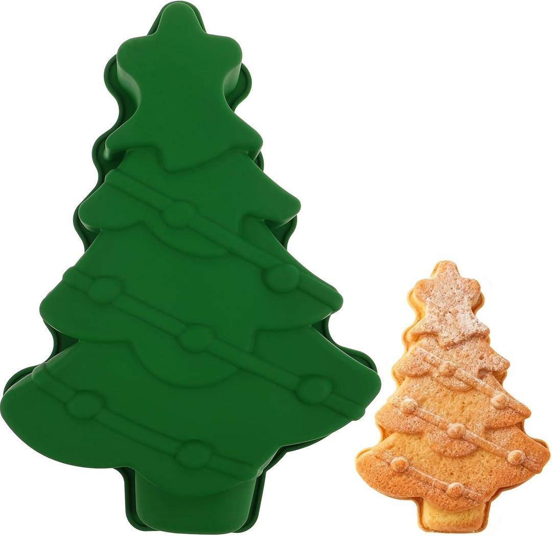 2 x FAVOMOTO Christmas Tree Cake Pan, 3D Silicone Baking Mold Non-Stick for Cakes Chocolate & DIY Holiday Christmas Baking Parties