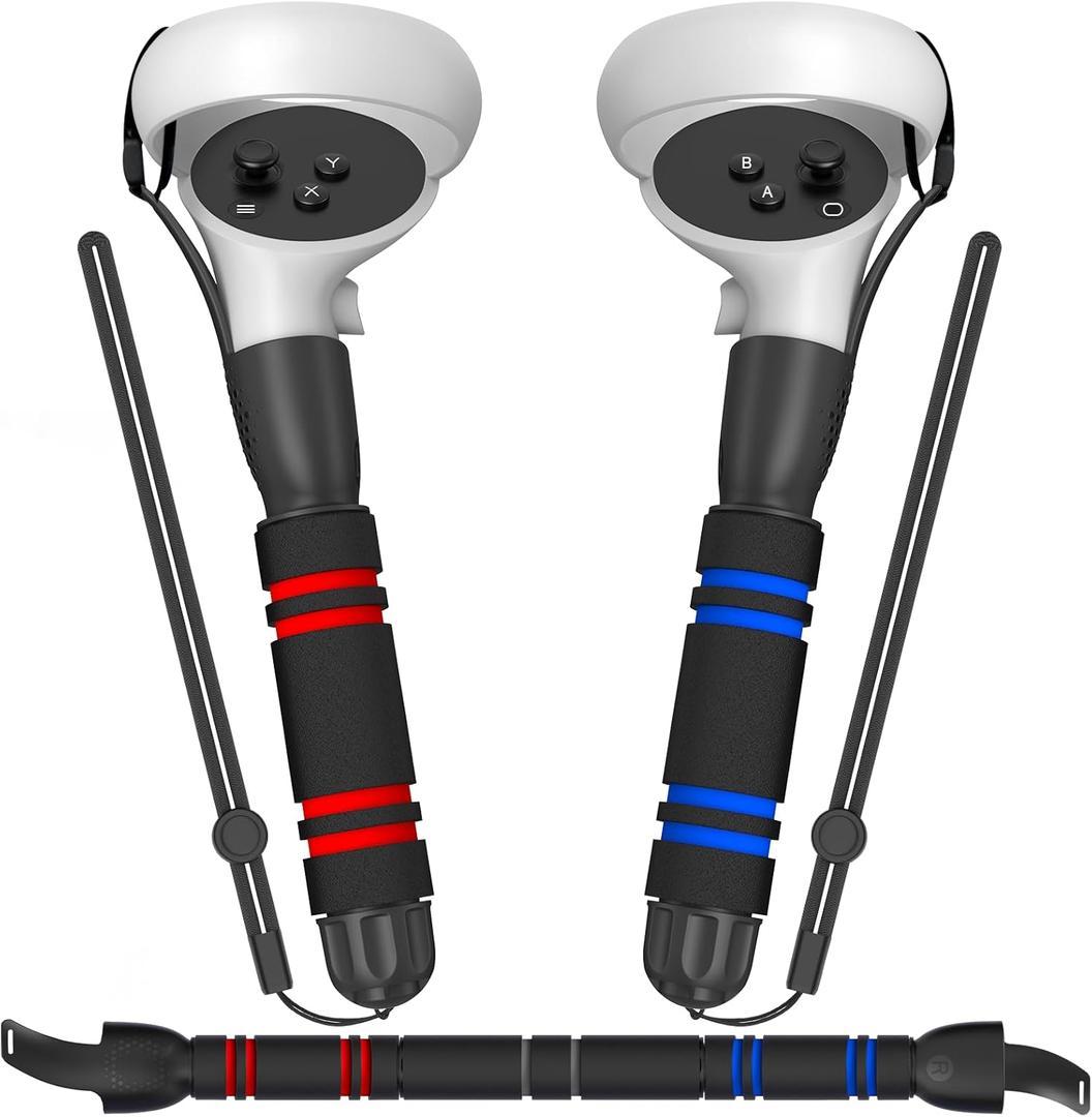 YOGES VR Game Handle Accessories Compatible with Oculus Quest 2 Controllers, Dual Handles Extension Grips Compatible with Meta Quest 2 Accessories for Beat Saber Supernatural Gorilla Tag Games (Black)