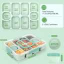 Caperci Original Snackle Box Container - 10-Compartment Divided Snack Serving Tray with Lid & Handle, Built-in 2 Dressing Containers, Leak-Proof, Dishwasher Safe, BPA-Freen (Mint Green)
