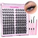 Natural Lash Clusters Kit Spiky Cluster Eyelash Extension Kit 120 Pcs CC-Curly Eyelash Clusters 10-16MM Wispy Individual Lashes Kit with Lash Bond and Seal and Eyelash Tweezers by Mavphnee