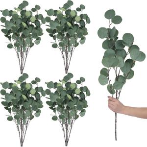 20 Pcs artificial eucalyptus stems fake eucalyptus faux greenery Leaves 23.6 Inches Silver Dollar Eucalyptus Fake Plant Decor Silk Eucalyptus Branches Artificial Greenery Plant for Wedding Decoration