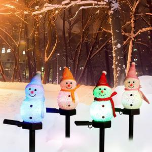 Outdoor Christmas Decorations 2025-Christmas Light Stakes for Yard-Snowman Solar Lights-Snowman Christmas Ornaments for Yard Garden Lawn Landscape Patio Walkway Decor (4 pack, White)