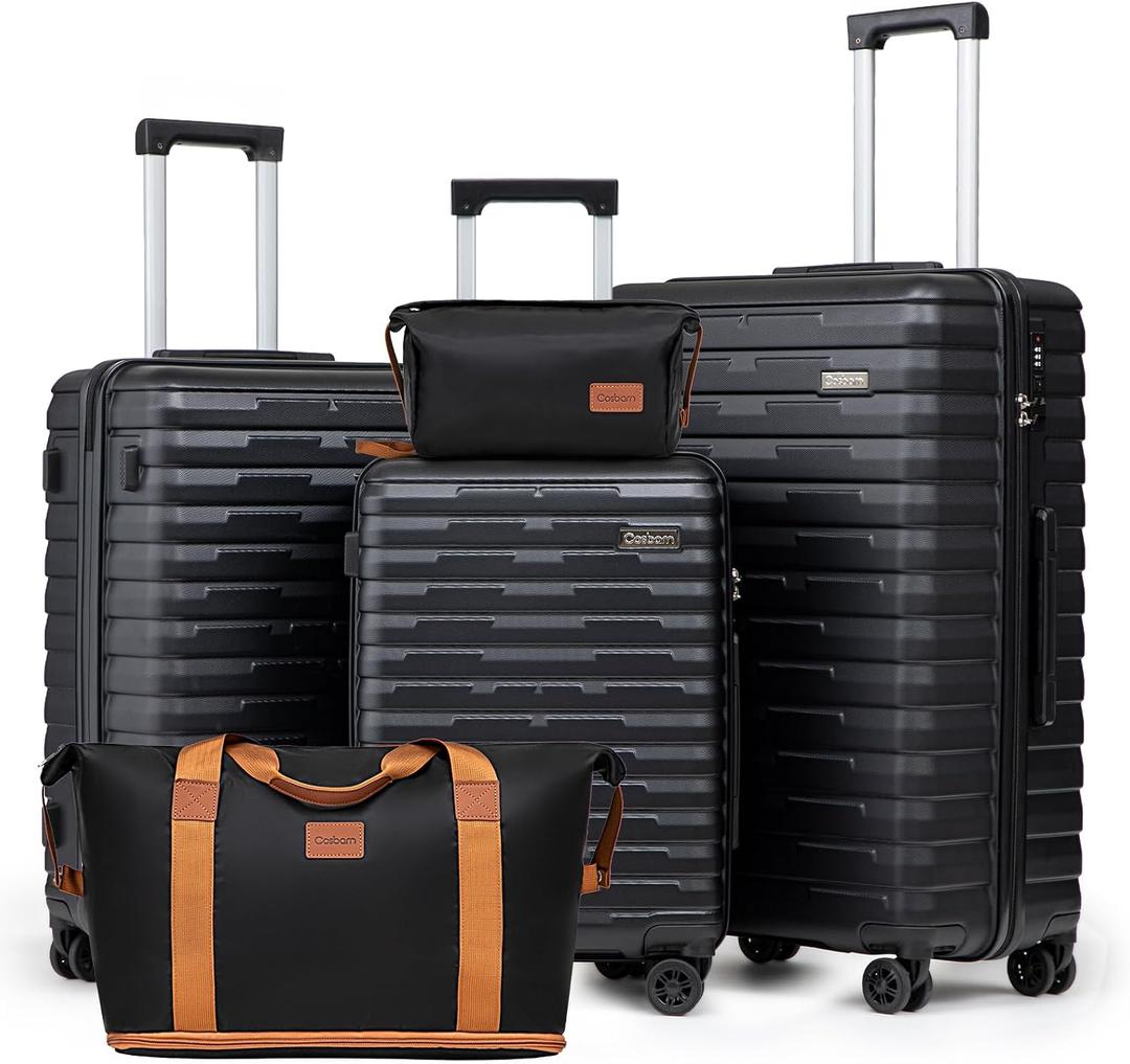 Cosbarn Luggage Sets 5 Piece Suitcases with Wheels, Suitcase Set ABS Hard Case Luggage with Spinner Wheels Durable Travel Luggage