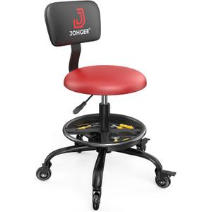 Rolling Shop Stool with Wheels for Garage, Mechanics Stool Chair