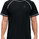 Men's Swim Shirts Rash Guard UPF 50+ UV Sun Protection T-Shirt Quick Dry Fishing Beach T Shirts (X-Large, Black)