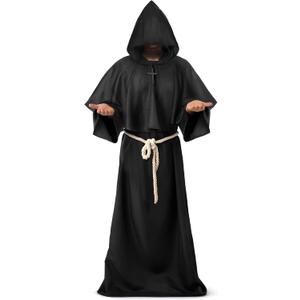 Spooktacular Creations Adult Medieval Hooded Monk Cloak Renaissance Priest Robe Halloween Costume (XXL)