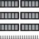 Geesatis Air Vent Covers for Floor, Cabinet, Wall, Ceiling  Heavy Duty Rust-Proof Aluminum Grille with Screws, 6 Pack, Black (8'' x 3.1" Outer Size, Fits 6.6'' x 2.5" Duct Openings)