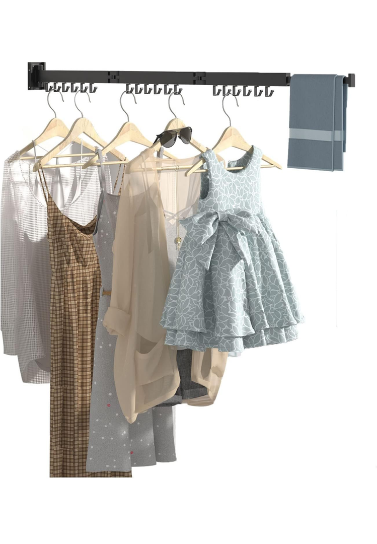 BESTHLS Wall Mounted Portable Clothes Drying Rack with Space Saver Clothes Hangers Design Universal for Balcony Mudroom Bedroom Kitchen Foldable Laundry Rack (3-Pole White)