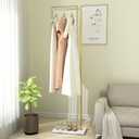 DR.IRON Gold Coat Racks, Metal Coat Racks Freestanding with Crossbar and Heavy Base, Modern Coat Rack Stand, L Shaped Clothing Rack for Entryway, Bedroom, Living Room or Office
