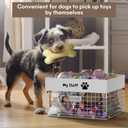 Dog Toy Box- Metal Large Dog Toy basket for Small Dog - Dog Toy Storage Bin for Pet - Personalized Large Dog Toy Basket for Puppy and Pet- Dog Toy Organizer Holder Boxes for Living Room (white)