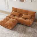 IDEALHOUSE 69 Inch Teddy Sofa, Loveseat Bean Bag Couch with Deep Seat, Upholstered Couches for Living Room, Bedroom, Apartment Brown